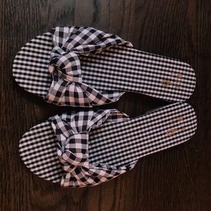 Gingham plaid slide sandals size 7